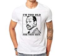 Ink Portrait Fashion I'm Too Old for This Shit Letter Man T-Shirt Graphic Tee Printed Top Mens White Shirt XXL