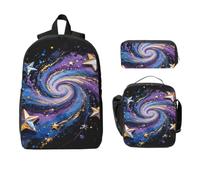 Ink Splatter Star Set zaino 3-in-1 borsa da viaggio borsa per il pranzo | Oxford 600d impermeabile e resistente. Adatto per laptop da 15 pollici. Ideale per il lavoro.