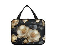 Ink Style Camelia Gold Hanging borsa trucco con gancio, designer chic per viaggio essenziale bolso de mano para hombre L, stile inchiostro Camelia Gold, moderno