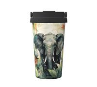 Ink Style Elephant stampato thermos vuoto, tazza di caffè portatile, tazza di acqua fitness ufficio