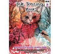 Ink Tracing Book for Adults: Stress relief reverse Halloween Cat Coloring Book for adults: mindfully Follow white lines to Uncover 35 cute Halloween ... pages a perfect gift for cat lovers(Vol-05)