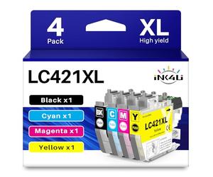 INK4U LC421XL Cartucce Compatibili per Brother LC421 LC-421XL Multipack per Brother per MFC-J1010DW DCP-J1050DW DCP-J1140DW DCP-J1800DW (4-Pack)