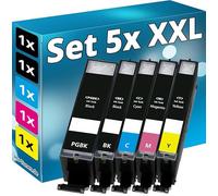 Inkadoo 5 cartucce XL con chip compatibili per Canon PIXMA IP8750 MG6350 MG7150 IX6850 MX725