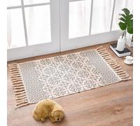 INKAROBOX Tappeti in cotone con nappa, tappeto passatoia per cucina, soggiorno, camera da letto, lavanderia, ingresso (fiori, 60 x 90 cm)