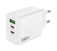 Inkax, Caricatore 2x USB-C 20W + USB 18W Ricarica Veloce Compatto, Bianco
