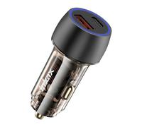 Inkax, Caricatore Accendisigari 48W USB-C + USB Ricarica Veloce LED, Trasparente