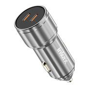 Inkax Caricatore Accendisigari 60W 2x USB-C Ricarica Veloce Design Metallico, Argento
