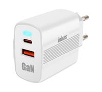 Inkax Caricatore USB-C GaN 45W + USB Ricarica Veloce Formato Minimalista, Bianco