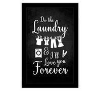 Inkdotpot 1 Pezzi Segni Di Lavanderia Per Decoro Per La Lavanderia Fai Il Bucato E Ti Amerò Per Sempre Con Cornice Bianca, Segni D'Arte A Parete Per Lavanderia- 10x12 Pollici (Nero)