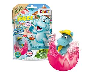INKEE Bombe da Bagno Bambini Fun Beach - Bomba Effervescente con Giocattolo a Sorpresa per Vasca da Bagno, Giochi da Bagno Profumati, Idea Regalo Bambini 3+ Anni, Blu e Rosso
