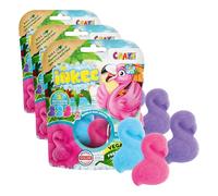 INKEE Flamingo Confezione da 9 bombe da bagno per bambini a forma di fenicottero al profumo di gomma da masticare, assortimento di 3 colori che colorano l'acqua rosa, viola e blu, senza glutine,