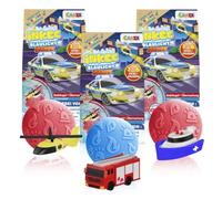INKEE Rescue Crew Set da 3 Bombe da Bagno Bambini con Sorpresa - Bombole da Bagno Profumate con Veicolo di Soccorso - Aroma Anguria e Olio di Avocado per Bagno Divertente