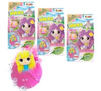 INKEE Surprise Princess - Confezione da 3 bombe da bagno con sorpresa, profumo zucchero filato e olio di mandorle, dermatologicamente testate, 3x100g