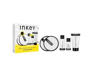 INKEY List Glow Hard or Go Home, set regalo include 2 tamponi detergenti, detergente idratante da crema a latte, siero all'acido ialuronico, crema acqua omega, trio per la cura della pelle