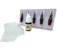 INKgrafiX® Tattoo DE IG70418 - Set di 5 moduli di ago + Sailor da 10 ml nero + 50 tappi di colore nero