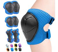 Inkidio Set di ginocchiere e gomitiere per bambini con unicorno, set con protezioni per il polso, per ragazze e ragazzi, pattinaggio in linea, scooter, ciclismo, skateboard (M, blu)