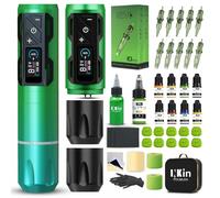 INKin Kit Tatuaggi, Macchina Tatuaggi Kit Completo con 4.0 Stroke Length 2 1800mAh Batteria, Macchinetta Tatuaggi Professionale con Motore Senza Spazzole, Revo Aghi Tattoo 9 Pezzi Inchiostro Tatuaggi
