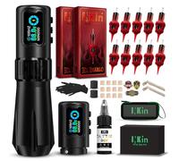 INKin Macchinetta Tatuaggi Kit Completo, Kit Tatuaggi Professionale con 4.0mm Lunghezza Corsa e Motore Brushless e Presa Grande 39mm, 2 pcs Batterie da 1600 mAh e 20 Aghi Tattoo per Tatuatori- Rampage
