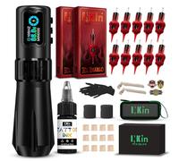 INKin Macchinetta Tatuaggi Kit Completo, Kit Tatuaggi Professionale con 4.0mm Lunghezza Corsa e Motore Brushless e Presa Grande 39mm, Batterie da 1600 mAh e 20 Aghi Tattoo per Tatuatori - Rampage