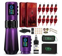 INKin Macchinetta Tatuaggi Kit Completo, Kit Tatuaggi Professionale con 4.5mm Lunghezza Corsa e Motore Brushless e Presa Grande 39mm, 2 pcs Batterie da 1600 mAh e 20 Aghi Tattoo per Tatuatori- Rampage