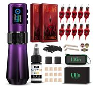 INKin Macchinetta Tatuaggi Kit Completo, Kit Tatuaggi Professionale con 4.5mm Lunghezza Corsa e Motore Brushless e Presa Grande 39mm, Batterie da 1600 mAh e 20 Aghi Tattoo per Tatuatori- Rampage