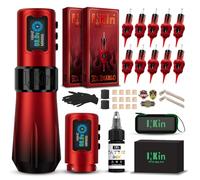 INKin Macchinetta Tatuaggi Kit Completo, Kit Tatuaggi Professionale con 5.0mm Lunghezza Corsa e Motore Brushless e Presa Grande 41 mm, 2 Batterie da 1600 mAh e 20 Aghi Tattoo per Tatuatori - Rampage