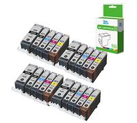 InkJello, cartucce di ricambio per Canon Pixima iP3600, iP4600, iP4700, MP540, MP550, MP560, MP620, MP630, MP640, MP980, MP990, MX860 PGI-520, CLI-521, confezione da 20 (Nero, ciano, magenta, giallo)…
