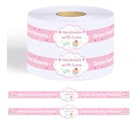 INKNOTE 360 etichette sigillanti fatte a mano per alimenti da 1,2 x 21,6 cm, adesivi fatti in casa per prodotti da forno, sicuri e sicuri, sigilli per torte, dessert, scatole regalo