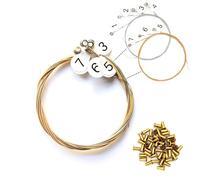 INKNOTE Lyre Harp A Sets of 7 Replacement Metal Strings with 30 Pcs Gold Brass Hollow Rivets