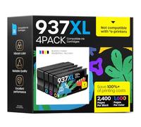 iNKPAD Cartucce d'inchiostro di ricambio con chip 937XL per stampanti HP 937, 937e, 937XL, compatibili con stampanti OfficeJet Pro 9130b 9120b 9117b 9110b (1 nero, 1 ciano, 1 magenta, 1 giallo)