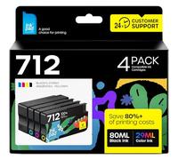 iNKPAD Cartuccia d'inchiostro 712XL con chip, compatibile con stampanti plotter HP 712 712XL, ad alta resa, per stampanti plotter HP DesignJet T650 T630 T250 T230 T210 Studio Plotter (confezione da 4