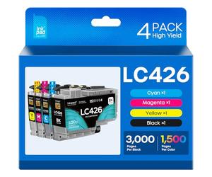 iNKPAD LC426 Cartucce Cartucce compatibili per Brother LC 426 LC426XL per Brother MFC-J4335DW MFC-J4340DW MFC-J4535DW MFC-J4540DW (3000 pagine, 4 Pezzi)