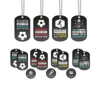 Inkstone pack of 12 Collane con targhetta da calcio, Motivazionale "I vincitori non mollano mai, chi molla non vince mai", Regalo incoraggiante per studenti, squadre, giocatori