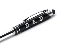 Inkstone Penna con torcia con incisione "Dad", tripla funzione, con luce a LED e touch screen, accessori per lo stilo, idea regalo per papà