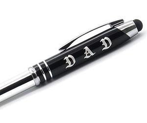 Inkstone Penna con torcia con incisione "Dad", tripla funzione, con luce a LED e touch screen, accessori per lo stilo, idea regalo per papà