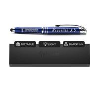 Inkstone Penna regalo stilo ispiratrice incisa Proverbi 3:5 con punta di scrittura illuminata a LED e confezione regalo di presentazione
