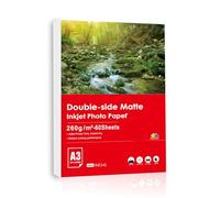 Inkuway A3 Spessa 260Gsm Cart Fotografica Opaca Fronte Retro - 60 fogli Inkjet carta stampabile per menu, calendario Inkjet stampabile