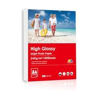 Inkuway A4 240 g/m² 100 Fogli di Carta Fotografica Lucida per Getto d'Inchiostro per Stampe Professionali per Stampanti a Getto d'Inchiostro