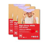 Inkuway A4 30 fogli pellicola adesiva bianca lucida per etichette adesive in vinile per stampante a getto d'inchiostro impermeabile