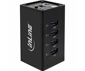 INL InLine® Hub 4x USB 3.0, alimentatore 2,5A, allumino, nero