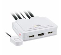 INL InLine® KVM Switch, 2 porte, USB HDMI, 4K Ultra HD, Audio, all-in-one