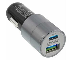 INL InLine® USB Alimentatore USB per Auto 3.0, 12/24VDC a 5V DC/3A, USB-A + USB