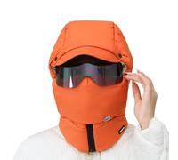 INLANDSIS Agriculturi - Cappuccio impermeabile foderato in pile, 2026, nuovo cappello 3 in 1 per agricoltura, maschera antivento da sci per sci ed escursionismo, Arancione