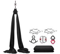 INLANDSIS Amaca aerea in seta per hotel Bee Yoga (8 x 2,8 m), amaca da appendere a trapezio, forte portante, protezione sicura, set altalena da yoga, amaca acrobatica (nero)