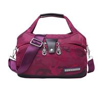 INLANDSIS Blaciokamith Tote Bag, borsa a tracolla morbida laterale leggera sotto il sedile, multitasche, antifurto, impermeabile, borsa messenger, Camo Rosa Rosso, 1