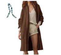 INLANDSIS Cardigan lungo da donna oversize aperto davanti maglione casual manica lunga lanterna tinta unita cardigan lavorato a maglia allentato, Marrone, XXL