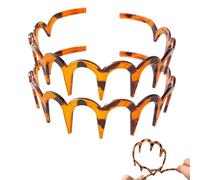 INLANDSIS Cerchietto per capelli a forma di U, alla moda, con denti a forma di U, fascia per capelli ad alto cranio per capelli da donna, fasce reversibili con denti, fasce a zig zag da donna (2-ambra