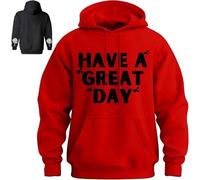 INLANDSIS Felpa con cappuccio con dita medie, con scritta "Have A Great Day", felpa con cappuccio con scheletro per Halloween, sarcastica e divertente, rosso/nero, 3XL
