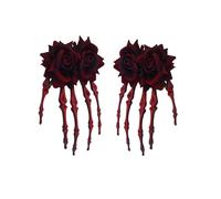 INLANDSIS Fermagli per capelli a forma di mano con scheletro gotico e fiocco, accessori per capelli punk rock horror zombie, per feste in maschera, graziosi, eleganti, fantasmi con rose (2-rose4)