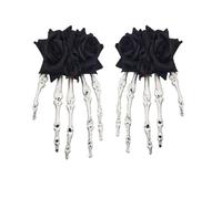 INLANDSIS Fermagli per capelli a forma di mano con scheletro gotico e fiocco, accessori per capelli punk rock horror zombie, per feste in costume, carino ed elegante motivo fantasma con rose (2 rose2)